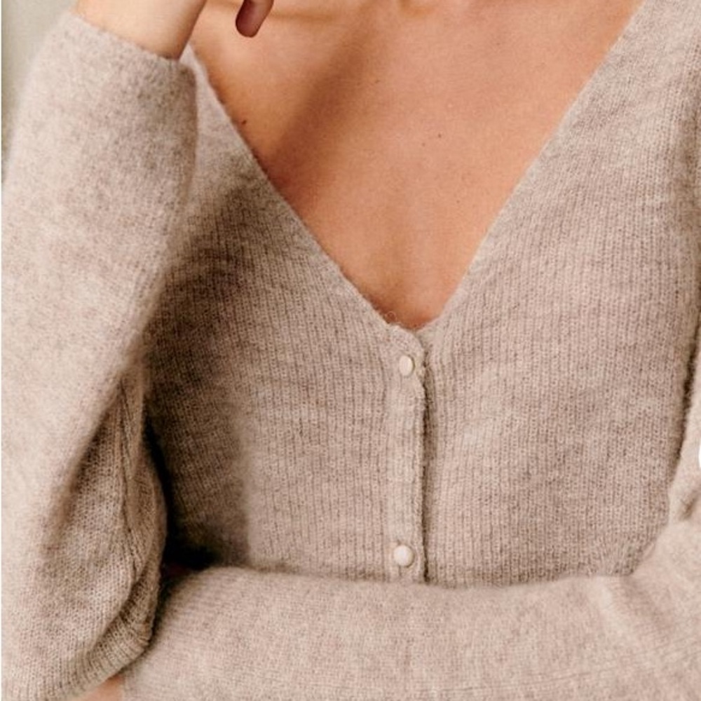 Sezane Barry Cardigan, size medium, soft beige